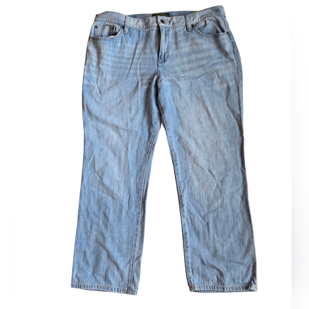 LRL Lauren Ralph Lauren Boyfriend Fit Mid Rise Light Wash Denim Jeans 14 Womens